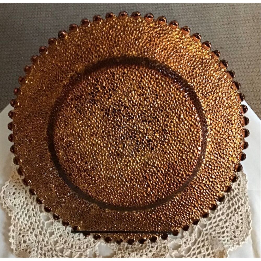 Ernest Hemingway Vintage Mid-Century Textured Glass Plate Gold 11" Round
